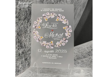svadobne oznamenie kvetinove transparentne 3D tlac dymovy akryl N20216DA