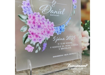 transparentne svadobne oznamenia kvetinove dymovy akryl N20259 b