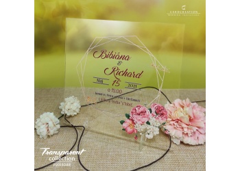 transparentne svadobne oznamenie pekne kvetinove P20150BR