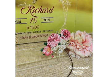 transparentne svadobne oznamenie pekne kvetinove P20150BR a