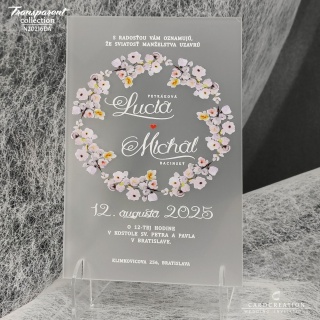 svadobne oznamenie kvetinove transparentne 3D tlac dymovy akryl N20216DA